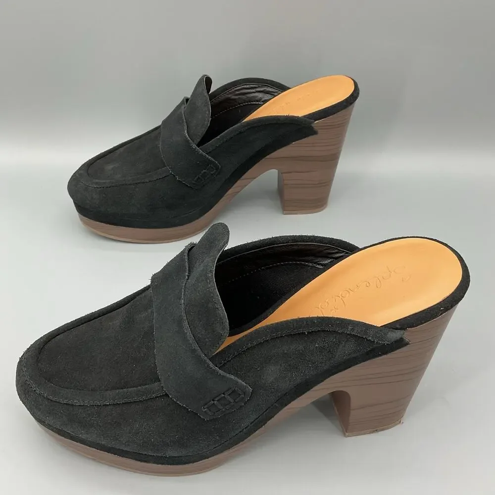 NEW Splendid Women’s Vina Suede Platform Clogs Black Size 10M - Picture 2 of 11